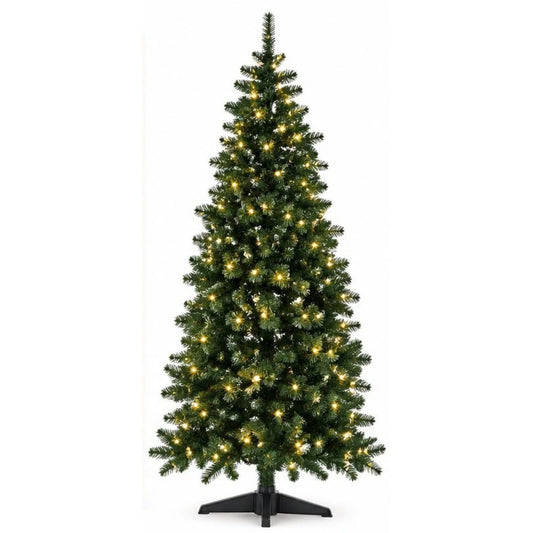 AAMEN 6ft  Artificial Pre-Lit Christmas Tree with Warm White Lights