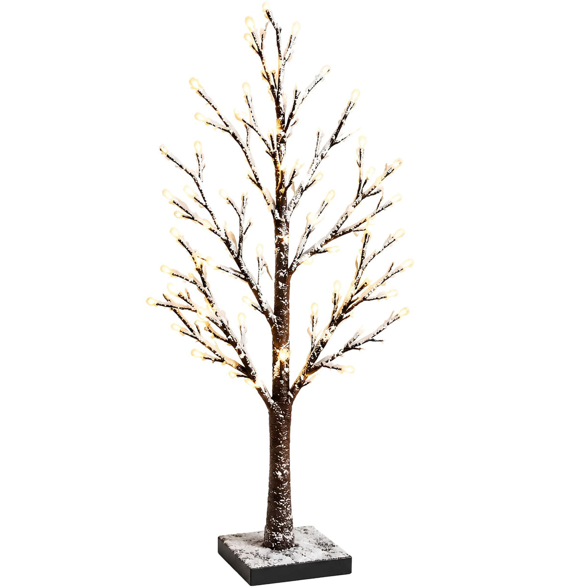 90cm Snowy Brown Twig Tree with 36 White LEDs