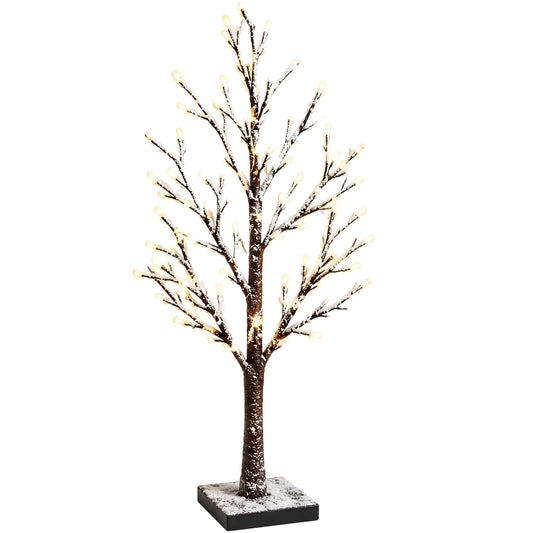 90cm Snowy Brown Twig Tree with 36 White LEDs