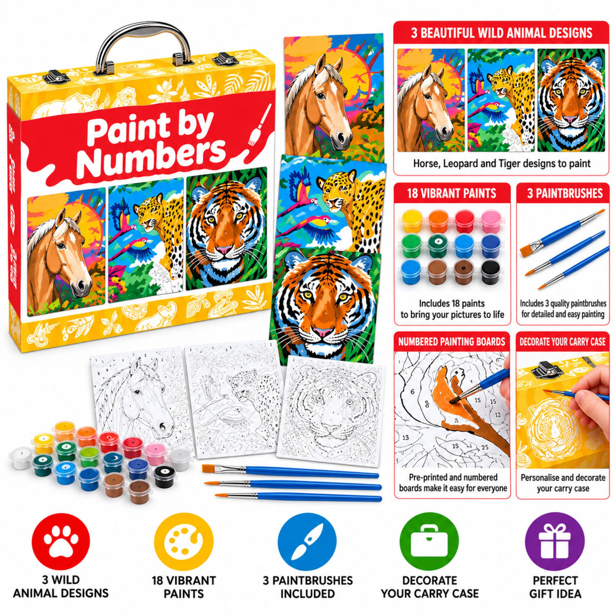 AAMEN Wild Animals Paint by Numbers Kit for Kids