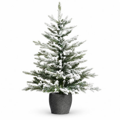 120cm Snowy Pine Potted Christmas Tree with Stone Effect Base