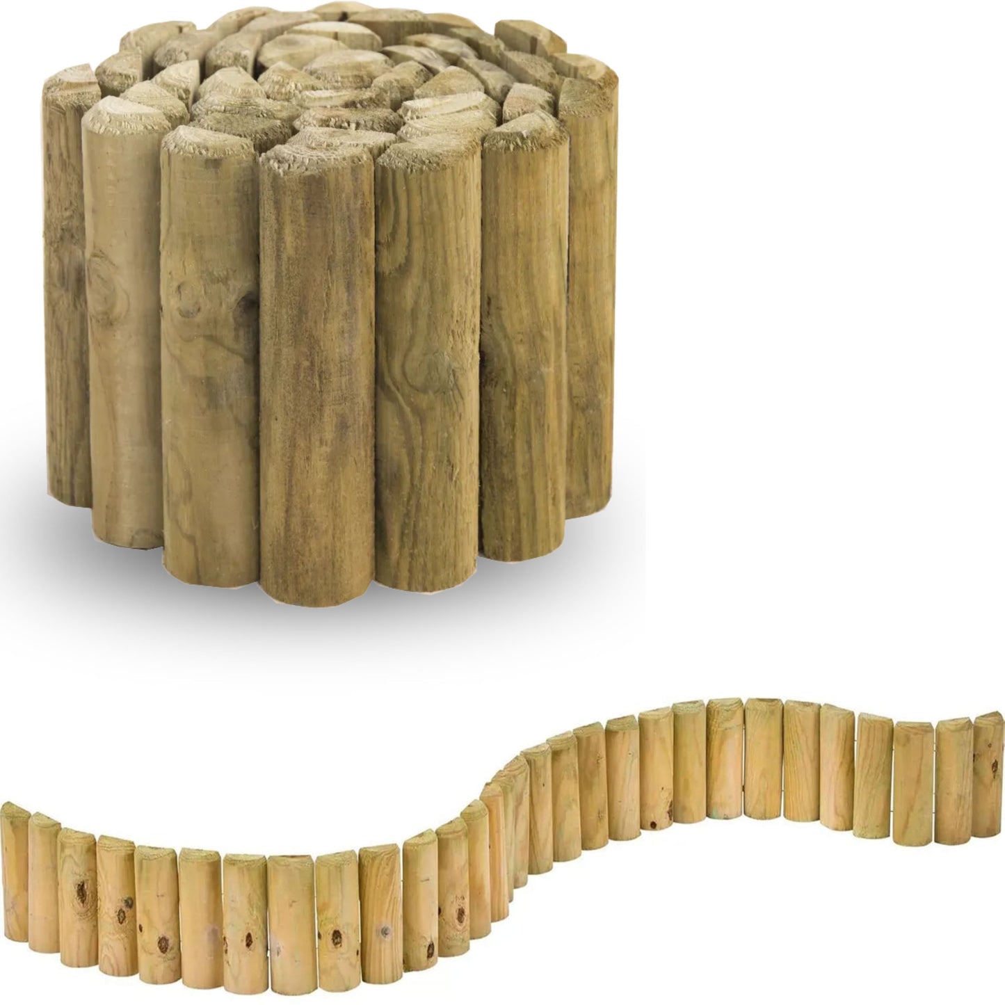 Natural Wood Garden Fence Border Log Roll Edging