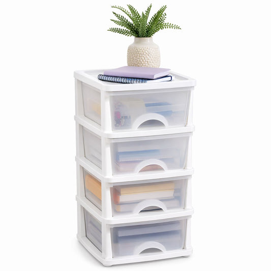 Plastic 4 Drawer Storage Tower Unit White Drawer Units Plastic Storage Drawers