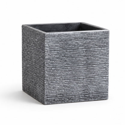 Large Grey Slate Effect Square Planter - 38cm