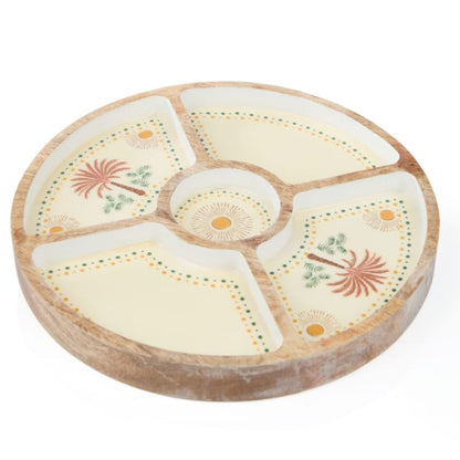 Desert Dusk Mango Wood Round Section Tray for Serving