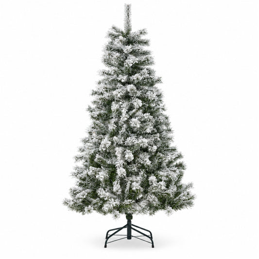 AAMEN Artificial Flocked Christmas Tree with Metal Stand - 6ft