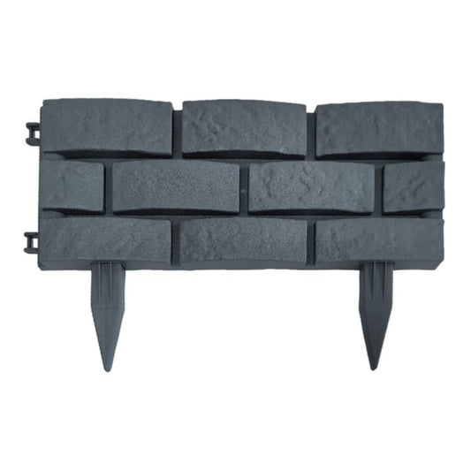 Stone Effect Plastic Garden Border Edging, Grey 4 Pack