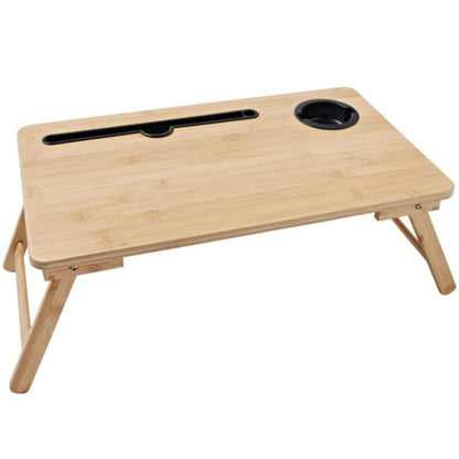 Bamboo Laptop Bed Table with Cup Holder - 63cm