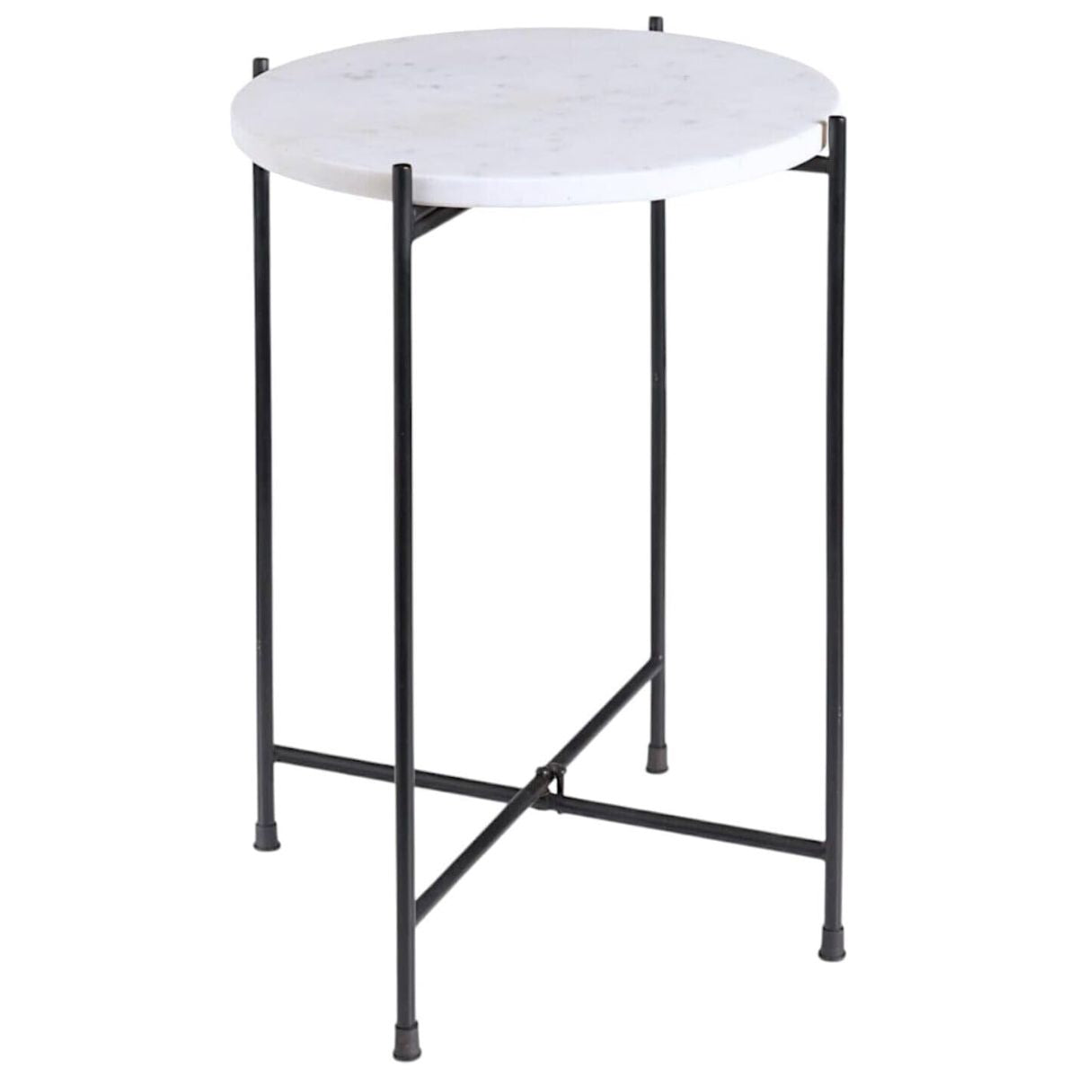 Round End Table, Small Side Tables White Marble Top, Modern Lightweiht Bedside Small Coffee Table for Living Room Bedroom Small Space, Marble Top Coffee Tables