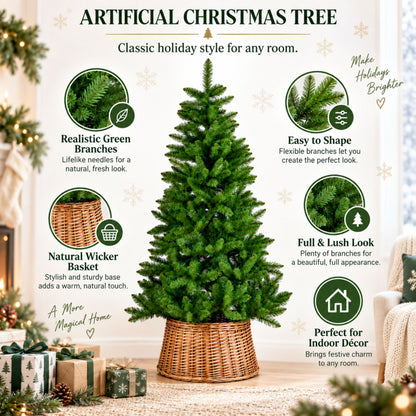 Artificial Christmas Tree with Stand & 529 Branch Tips - 6ft