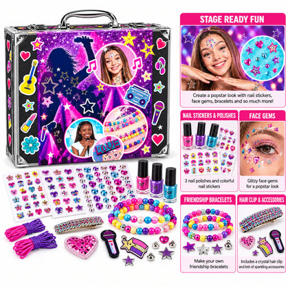 AAMEN Kids Beauty Craft Set with Nail Stickers & Beads