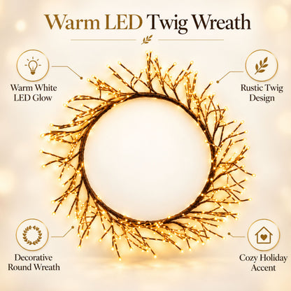 75cm LED Branch Christmas Wreath - 800 Warm White Lights