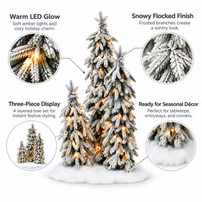 Artificial Snowy Christmas Trees - 4ft, 2.9ft & 1.9ft