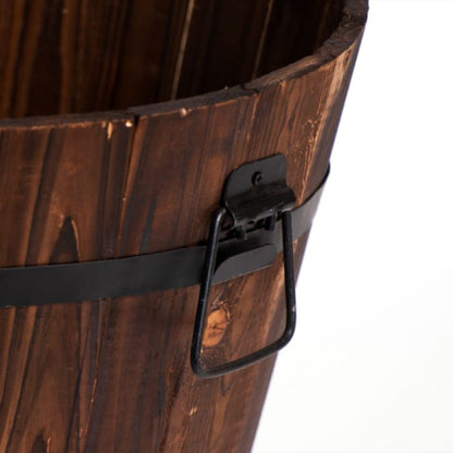 Large Wooden Barrel Planter | Rustic Outdoor Garden Pot