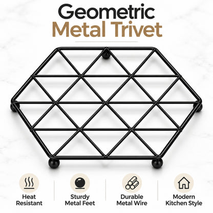 AAMEN Black Metal Trivet for Hot Pots & Casserole Dishes