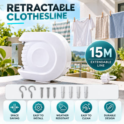 AAMEN 15 Metre Space Saving Laundry Drying Line