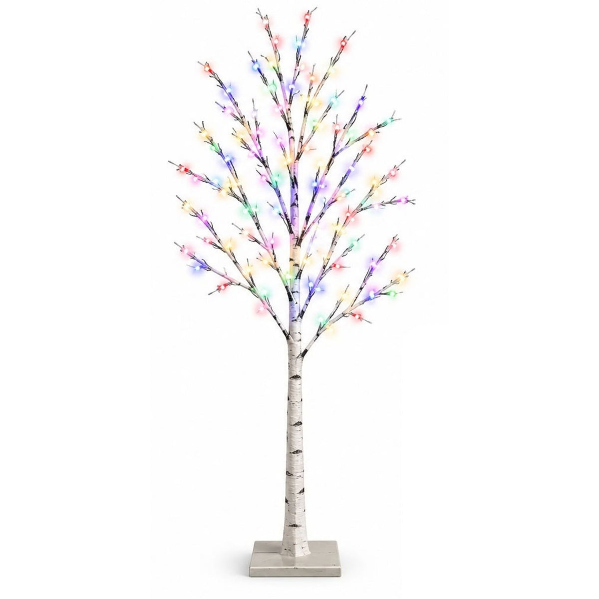 2.4M LED Birch Tree with 136 Multi-Coloured Lights