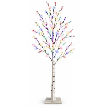 2.4M LED Birch Tree with 136 Multi-Coloured Lights