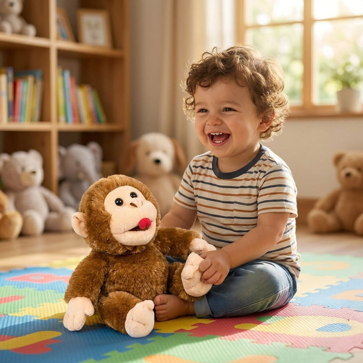 AAMEN Cheeky Chimp Plush Monkey Toy Funny Face Age 3+