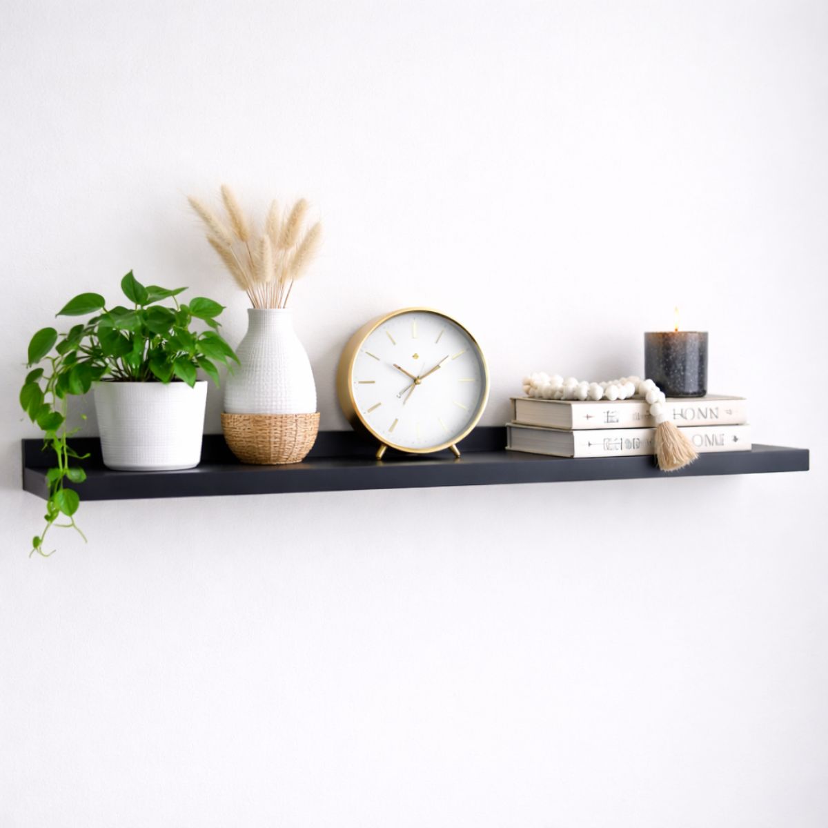 Wooden Floating Shelves - Black Wall Mounted Display Shel