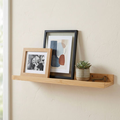 AAMEN Wall Mounted Bamboo Floating Shelf - 48cm