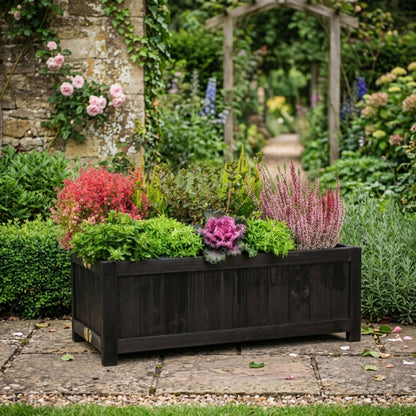 Natural Wooden Raised Bed Planter for Garden and Patio
