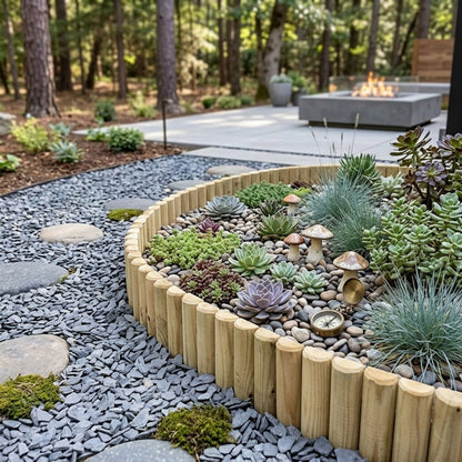 Natural Wood Garden Fence Border Log Roll Edging