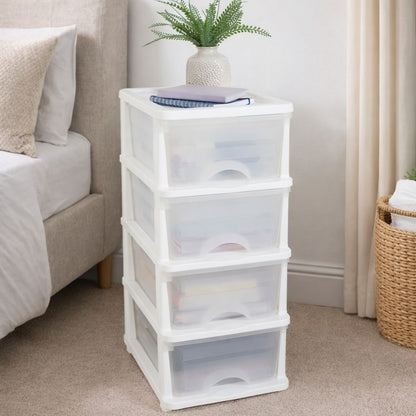 Plastic 4 Drawer Storage Tower Unit White Drawer Units Plastic Storage Drawers