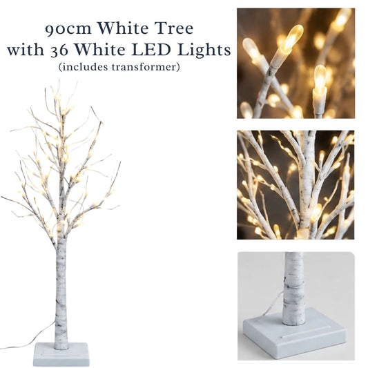 90cm LED White Birch Tree with 36 Lights