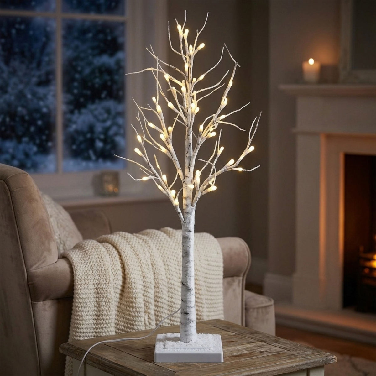 90cm LED White Birch Tree with 36 Lights