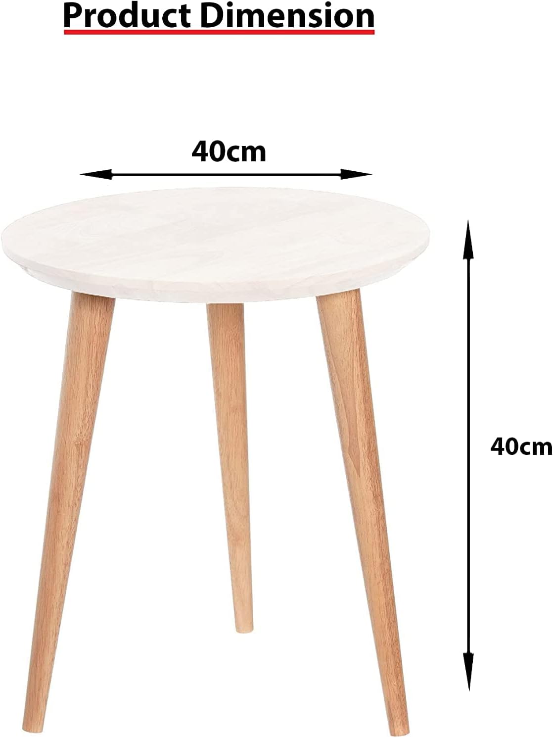 AAMEN Modern Scandinavian Round Coffee Table – 40cm White Top with Bamboo Legs
