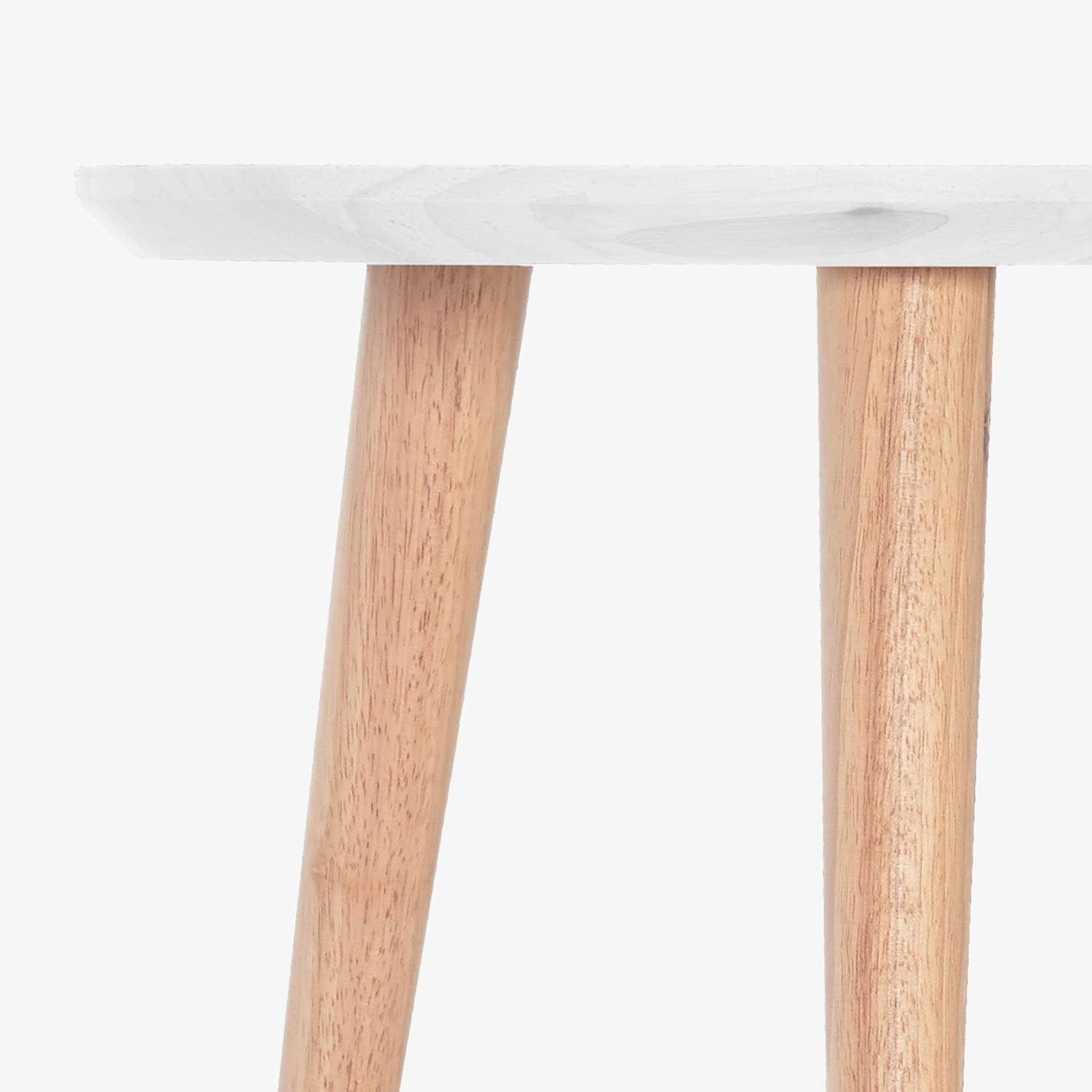 AAMEN Modern Scandinavian Round Coffee Table – 40cm White Top with Bamboo Legs