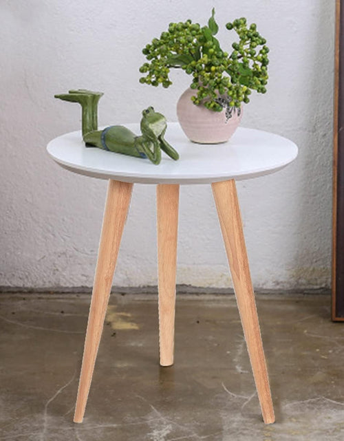 Load image into Gallery viewer, AAMEN Modern Scandinavian Round Coffee Table – 40cm White Top with Bamboo Legs
