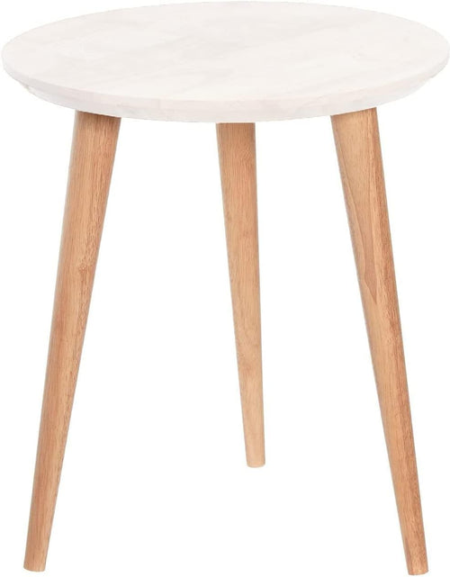 Load image into Gallery viewer, AAMEN Modern Scandinavian Round Coffee Table – 40cm White Top with Bamboo Legs
