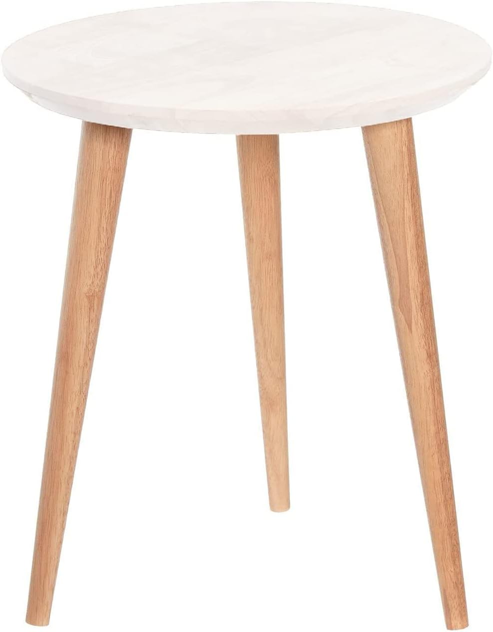 AAMEN Modern Scandinavian Round Coffee Table – 40cm White Top with Bamboo Legs